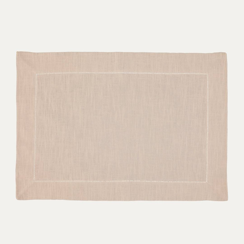 Beige Linen Placemat with Open Stitch
