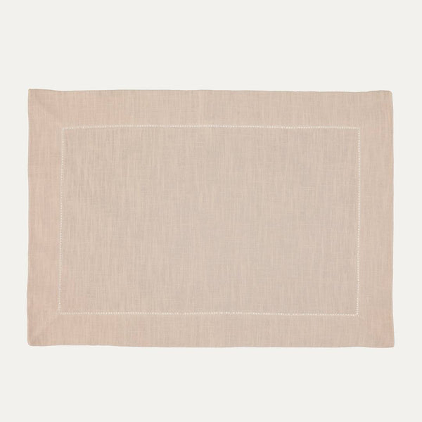 Beige Linen Placemat with Open Stitch