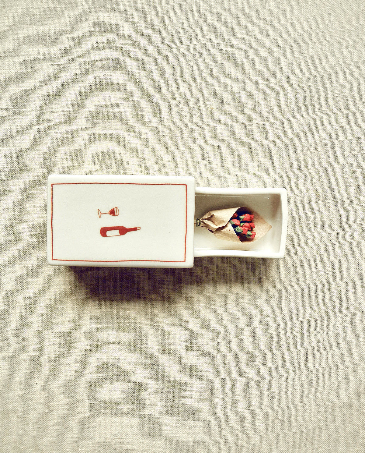 ‘Wine’ Ceramic Matchbox