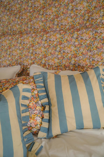 Frill-Edge White Duvet Set made with Liberty Fabric THORPE YELLOW