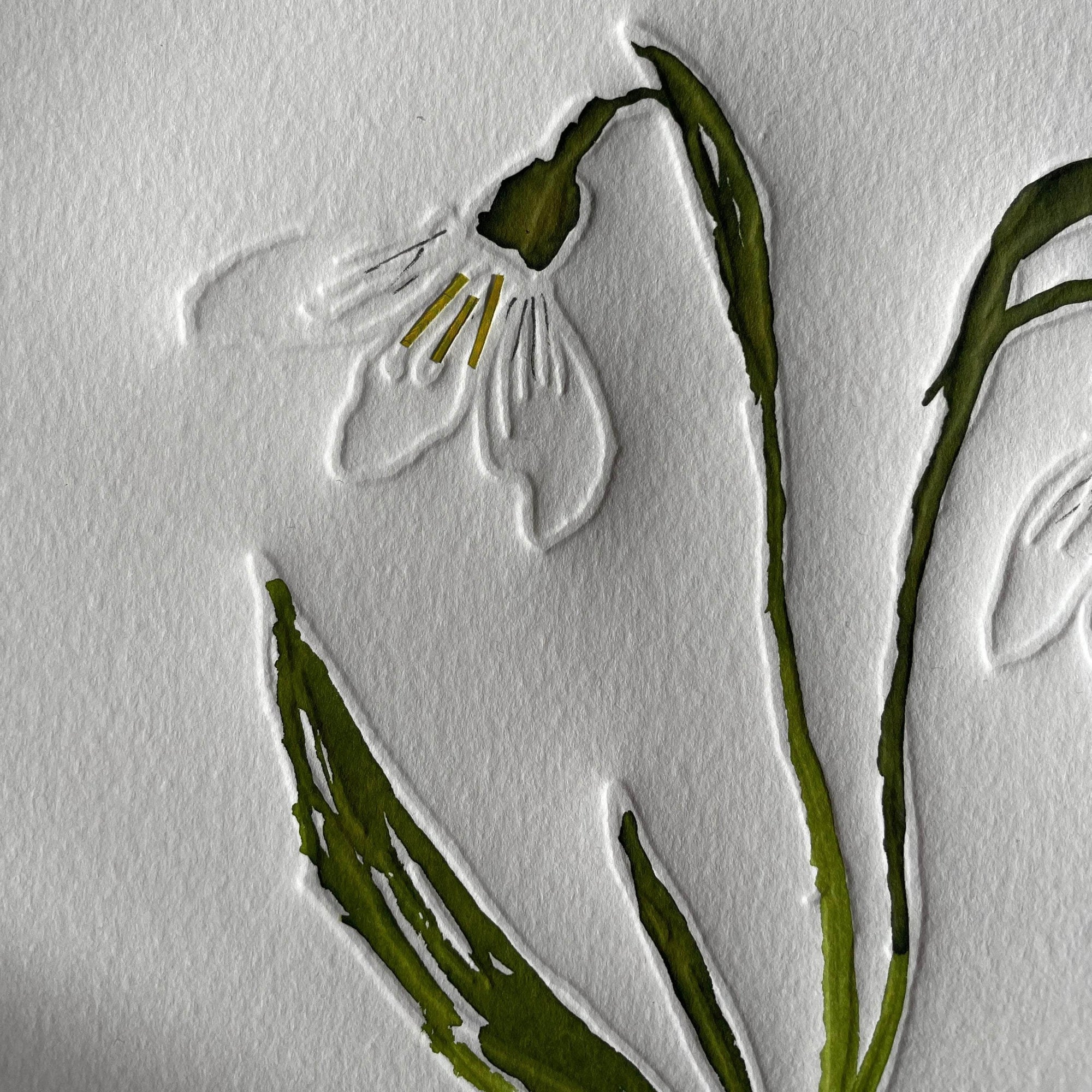 "Snowdrop Flower of the Month" Embossed Art Collage