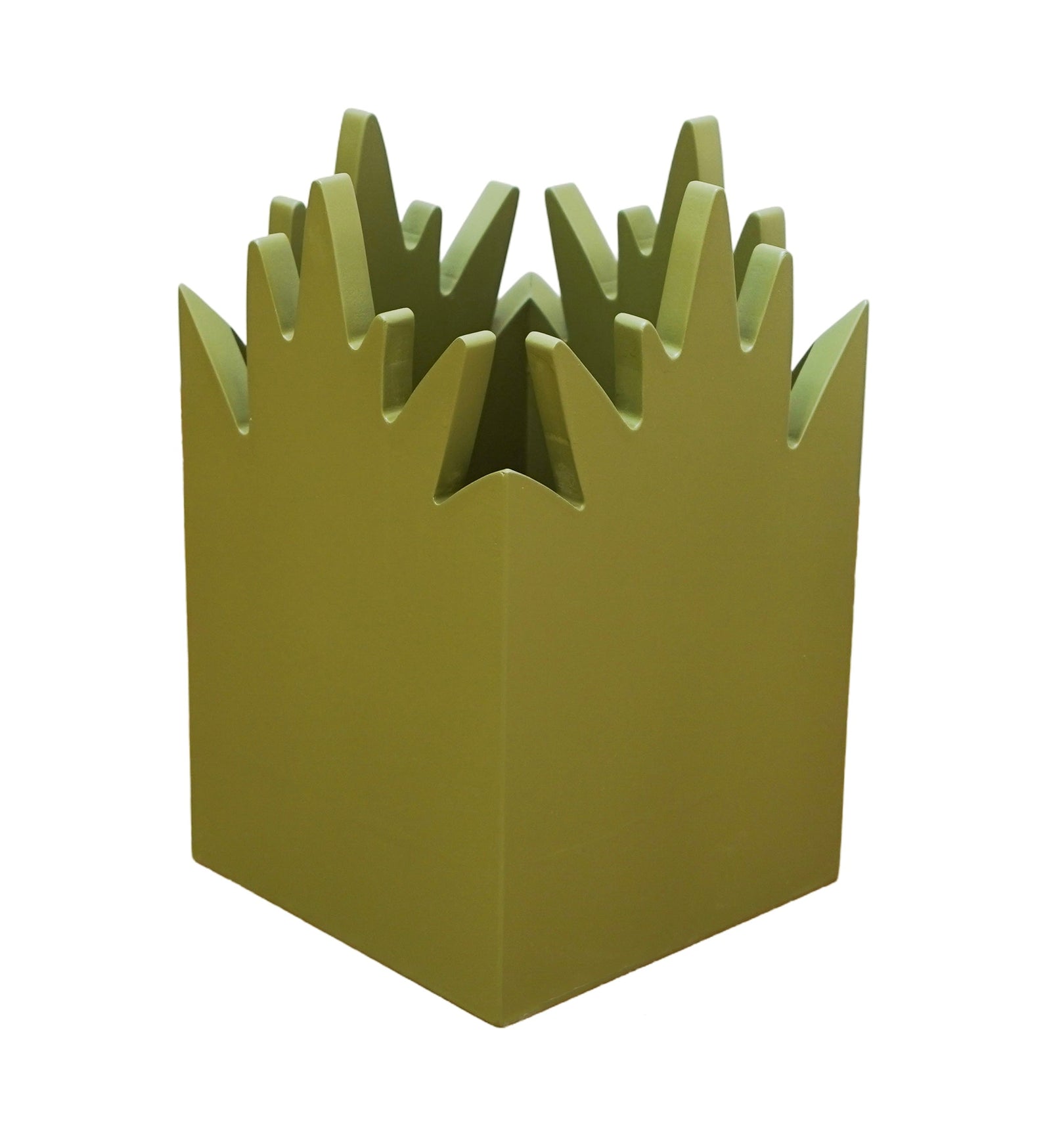 Wooden Plant Shaped Bin - Olive