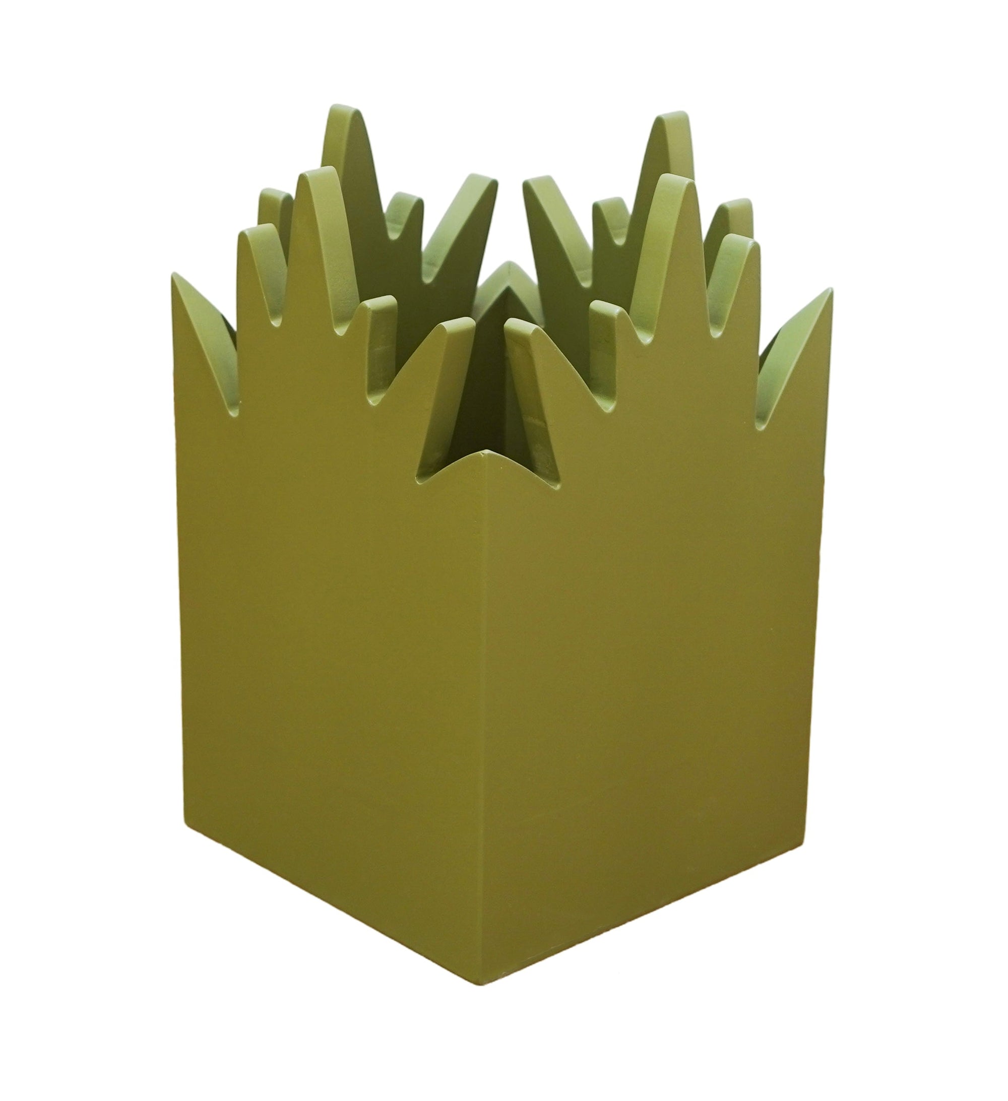Wooden Plant Shaped Bin - Olive