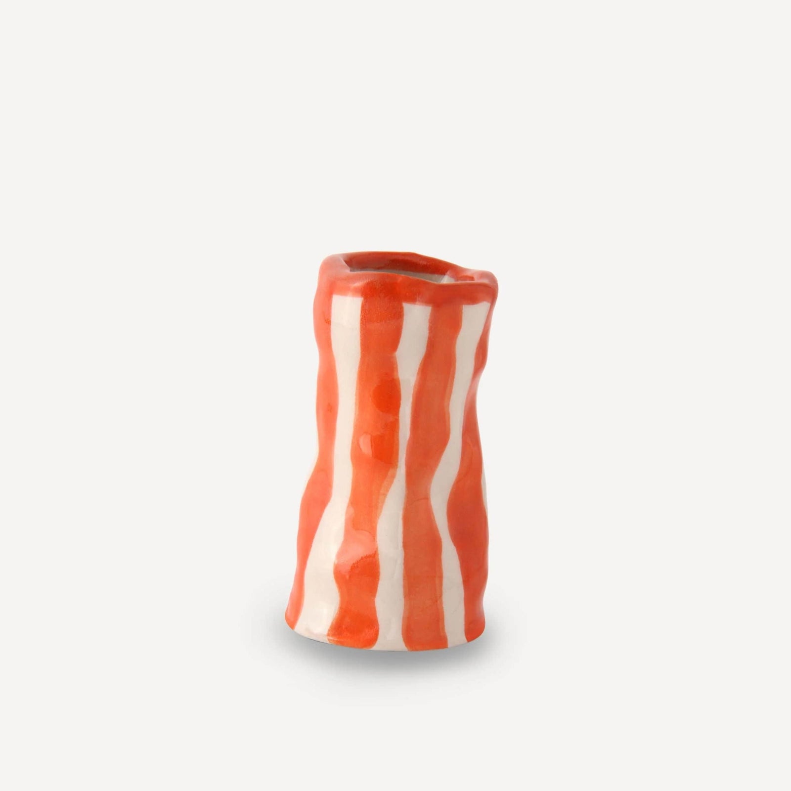 Flame Orange Candy Stripe Candle Holder