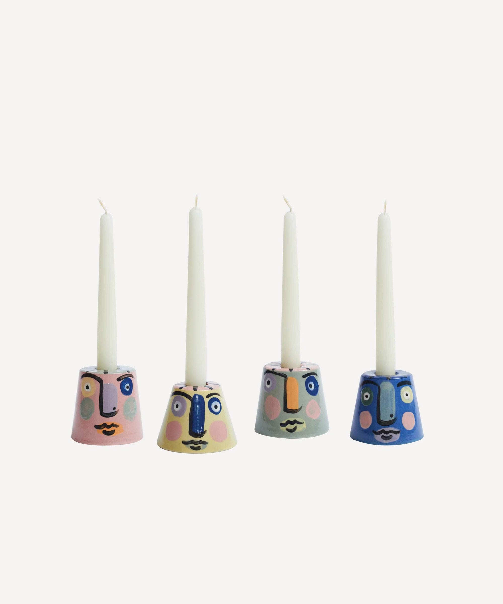 Isolation Face Candle Holder Pale Blue