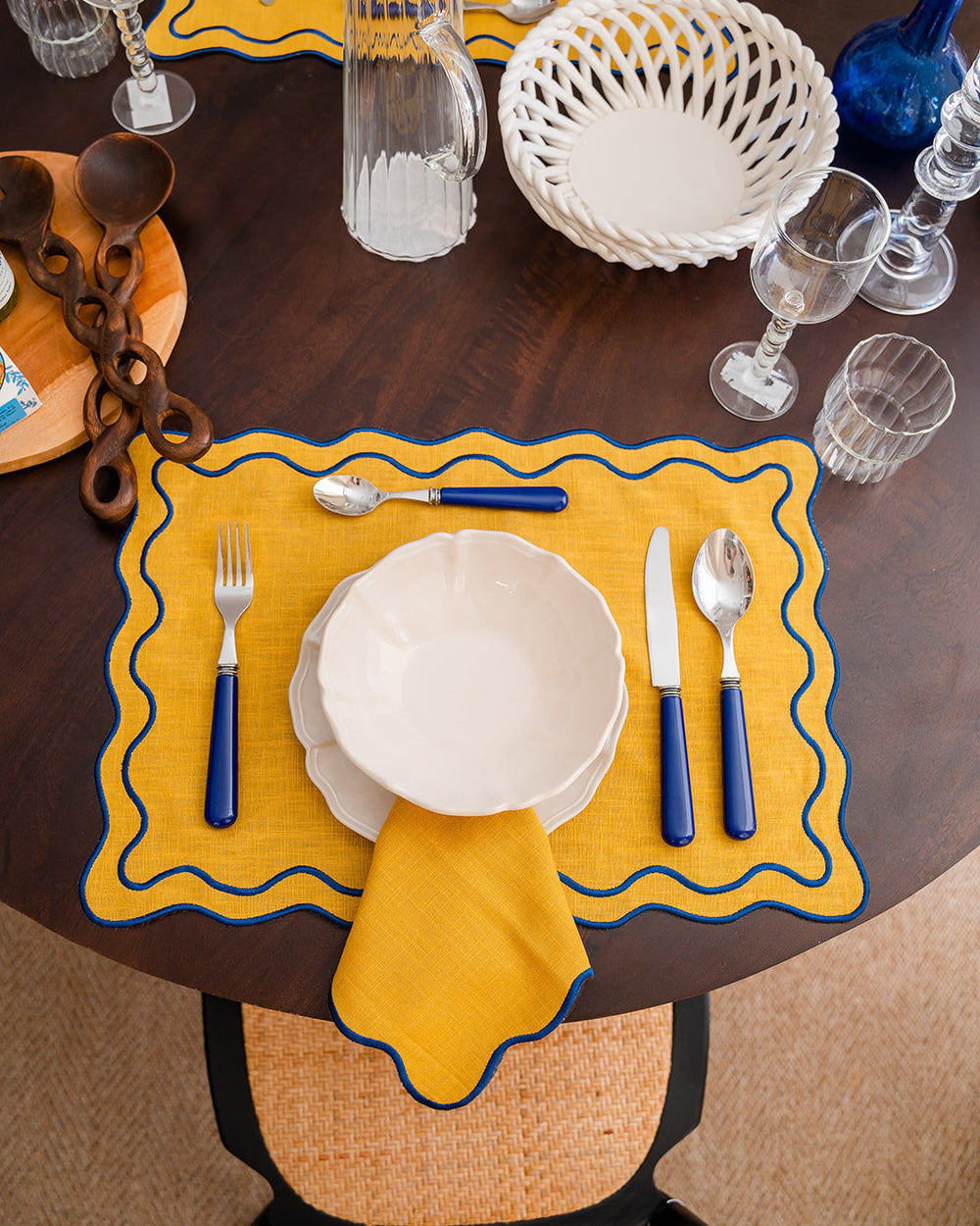 Beja Placemat, Yellow with Blue