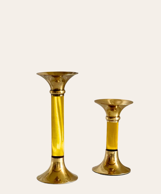 Brass and Acrylic Candleholder | Small | Sunshine Yellow
