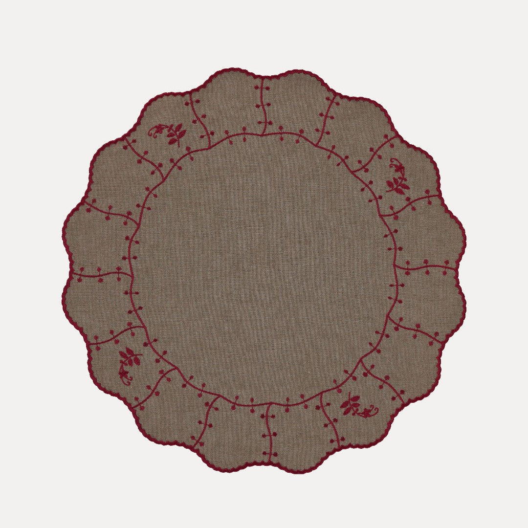Jasmim Placemat, Brown with Burgundy