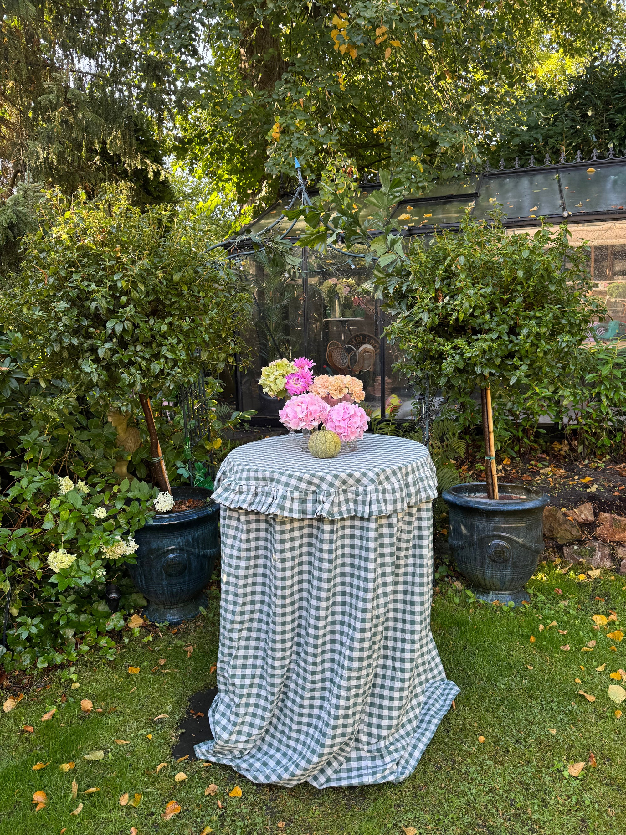 High Party Tablecloth Gingham Green