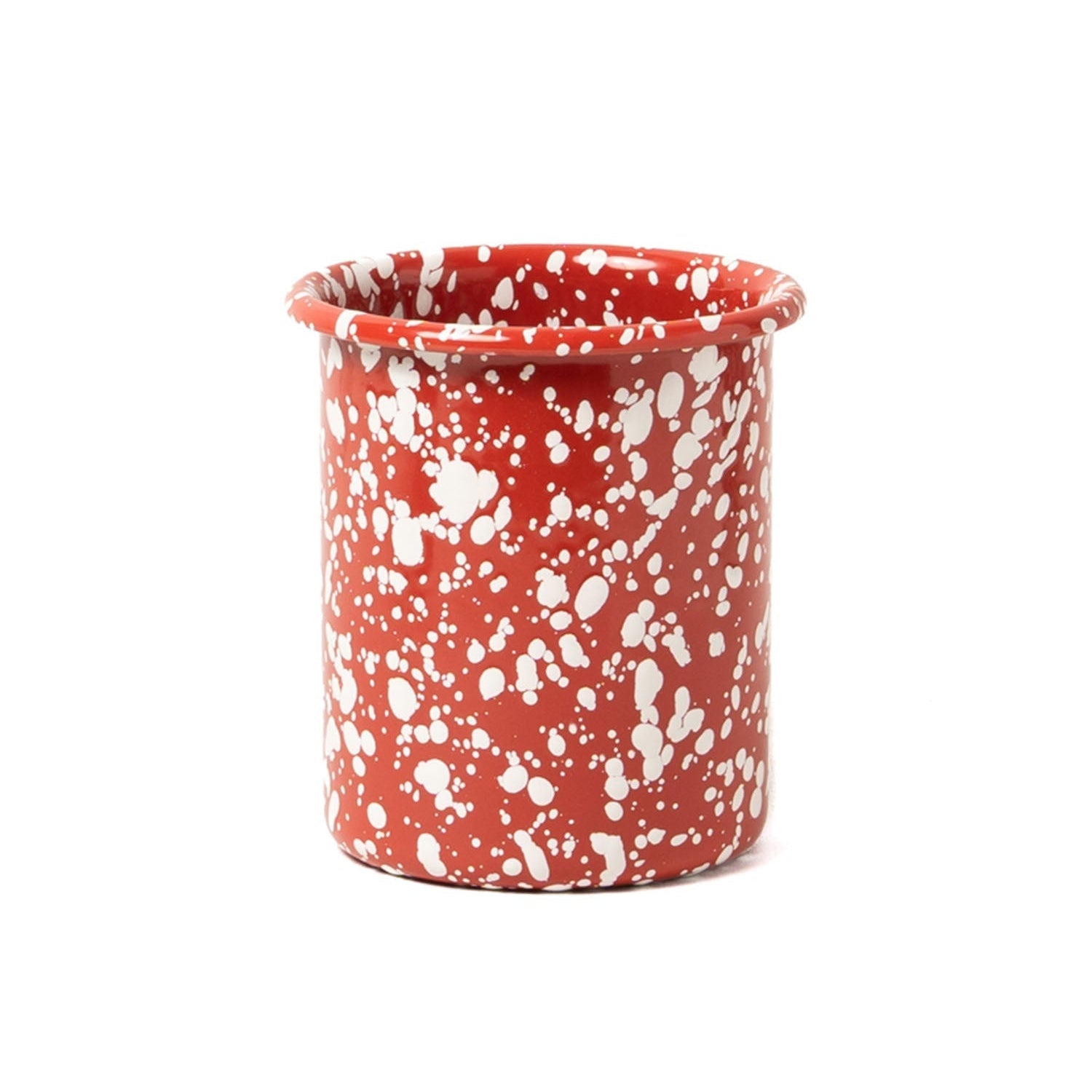 Splatter Enamel Utensil Pot - Red/Cream