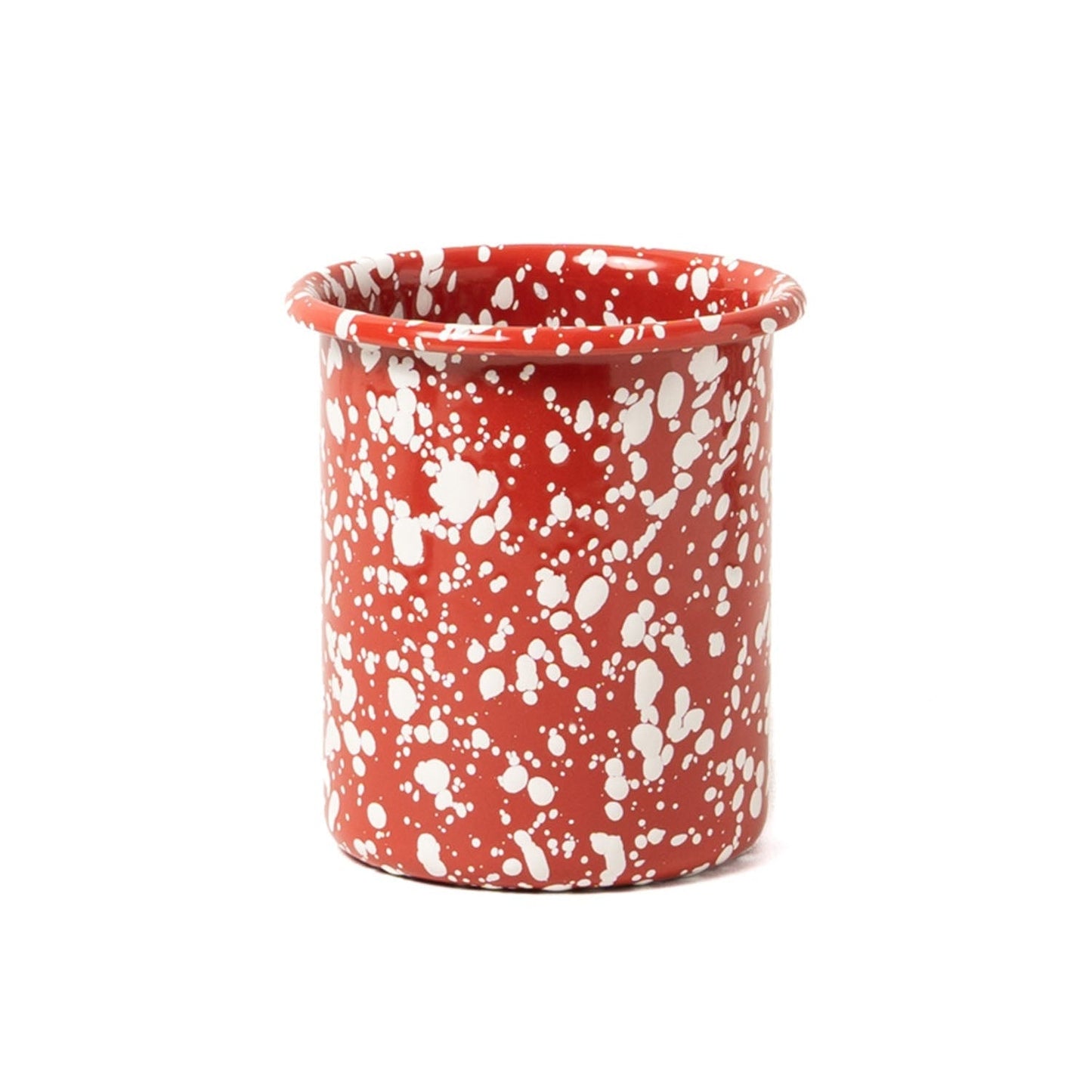 Splatter Enamel Utensil Pot - Red/Cream