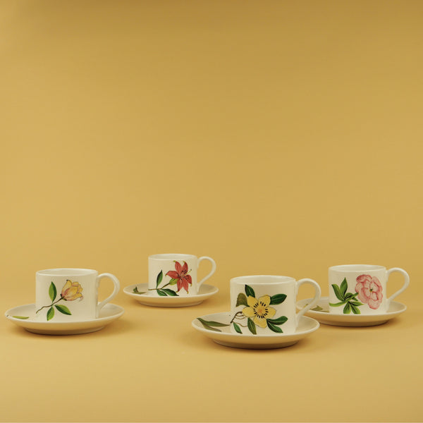 Set of 4 Botanica Cups w/ Saucer