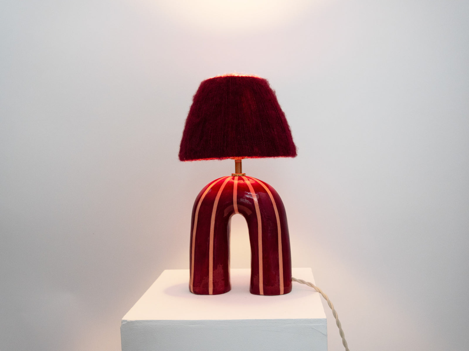 'You' Table Lamp - Maroon Stripes