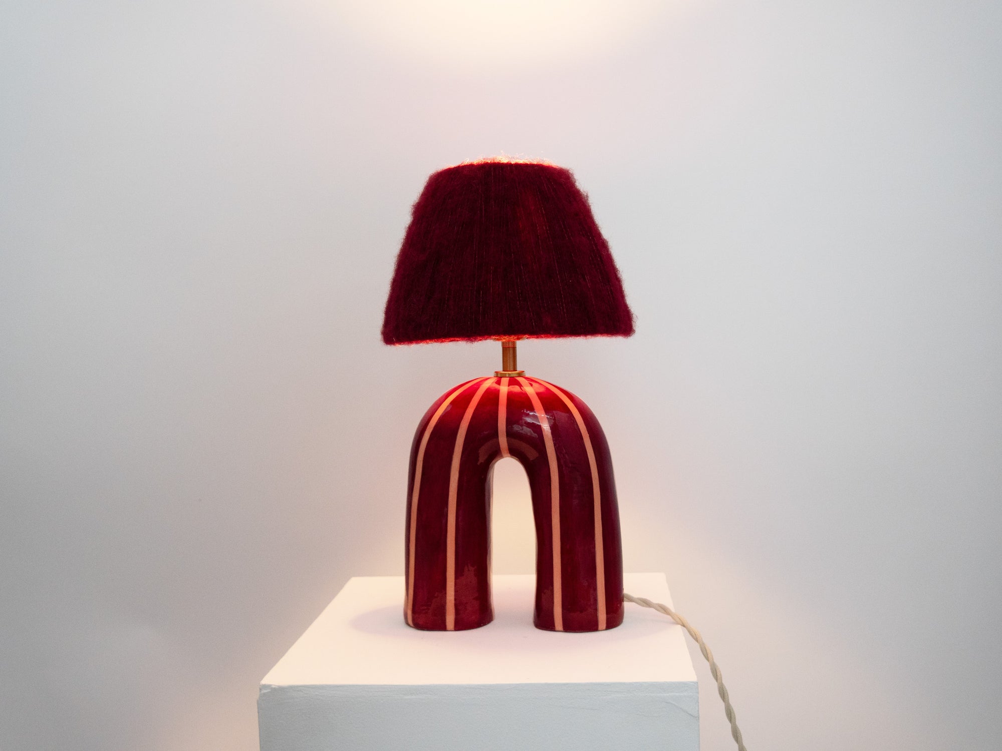 'You' Table Lamp - Maroon Stripes