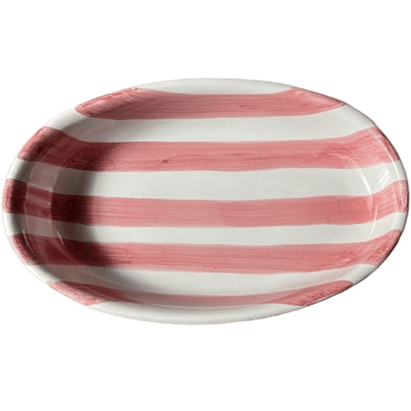Oval Striped Deep Dish 25 cm – Pink