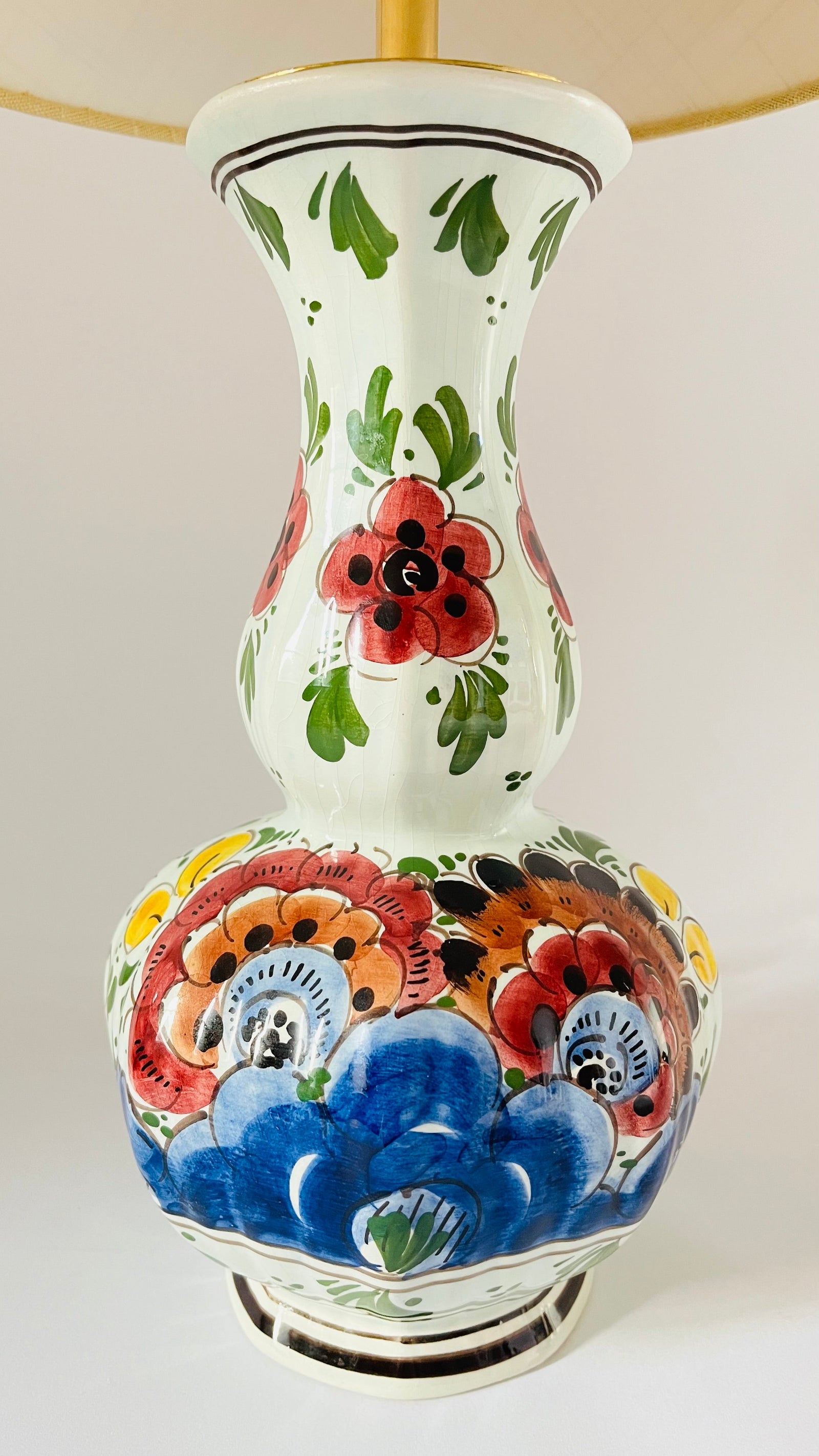 Antique Delft Polychrome Lamp