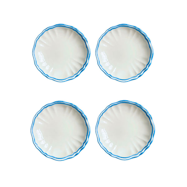 Ceramic Scalloped Blue Bread Plate Set of 4