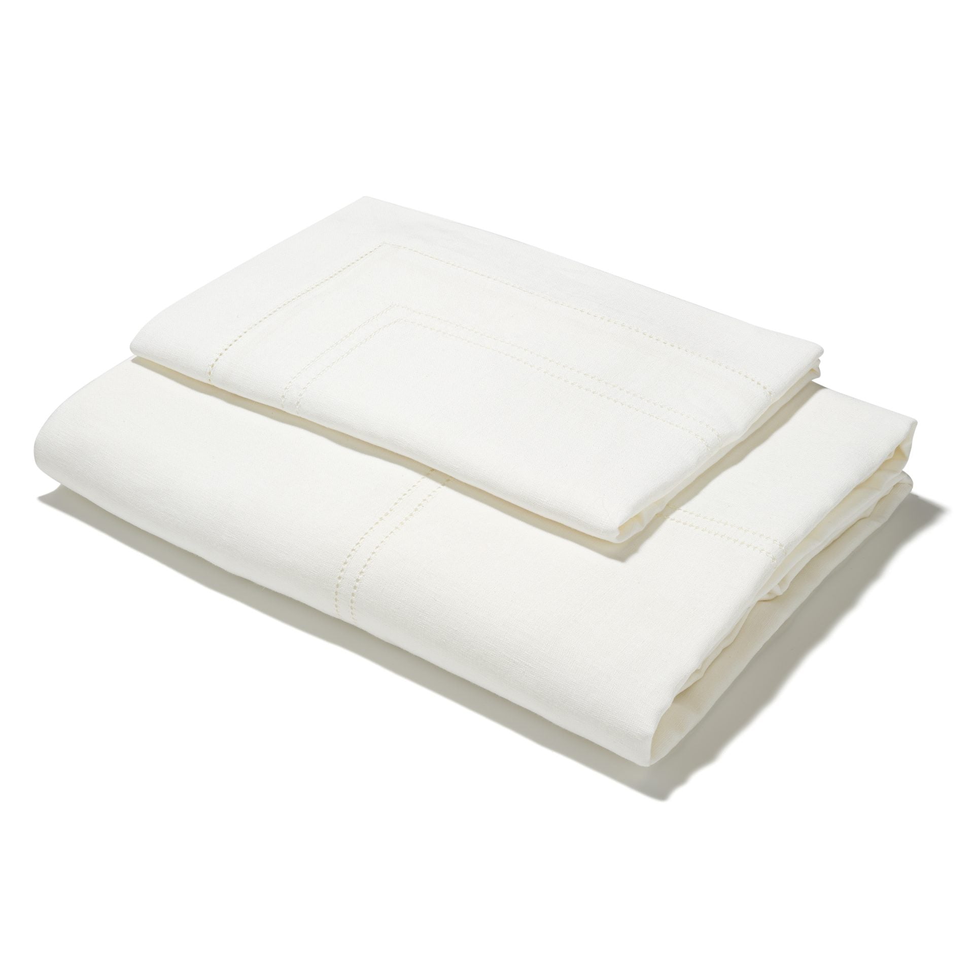 Bed Linen Set Ivory White Hemstitch