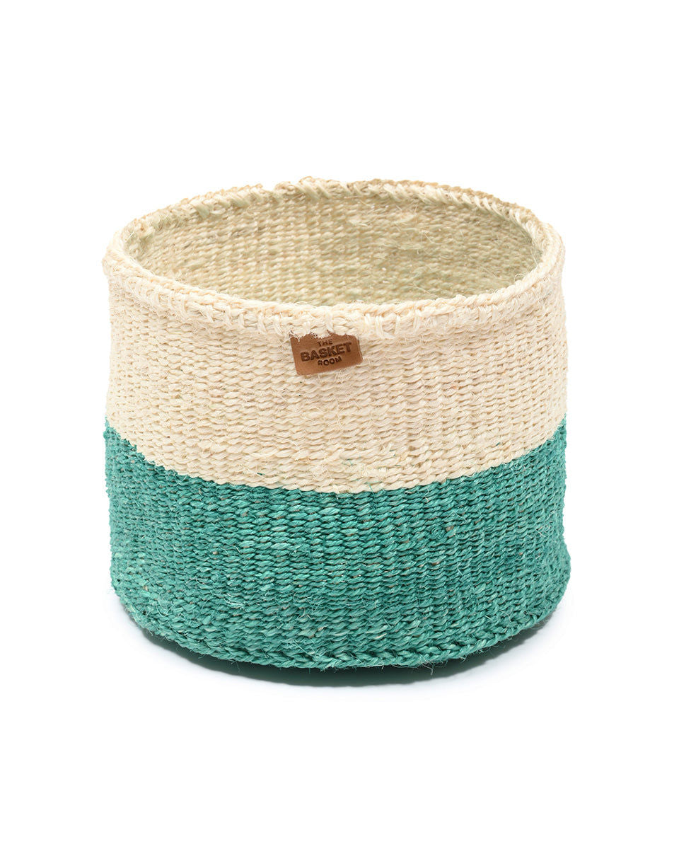REMBO: Aqua Colour Block Woven Basket