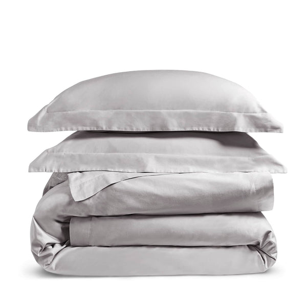Luxury Organic Cotton Dove Grey Edged Bedding Set