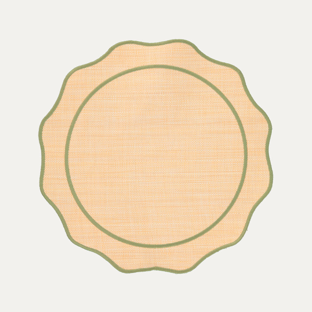 Raffia Placemat with Green Border