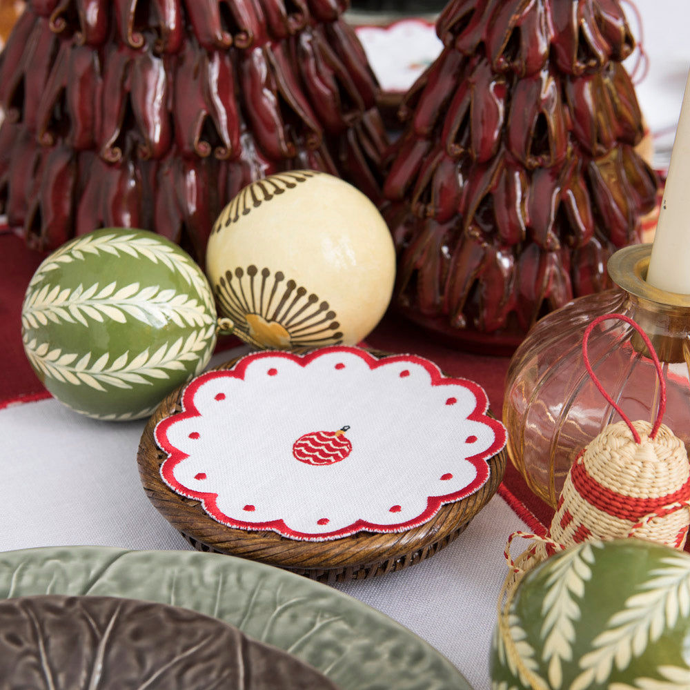 Wavy Christmas Ball Cocktail Napkins x 6