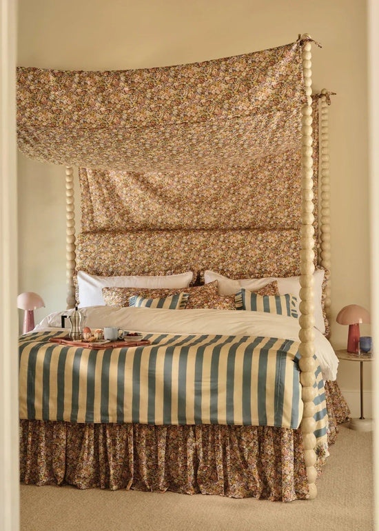 Frill-Edge White Duvet Set made with Liberty Fabric THORPE YELLOW