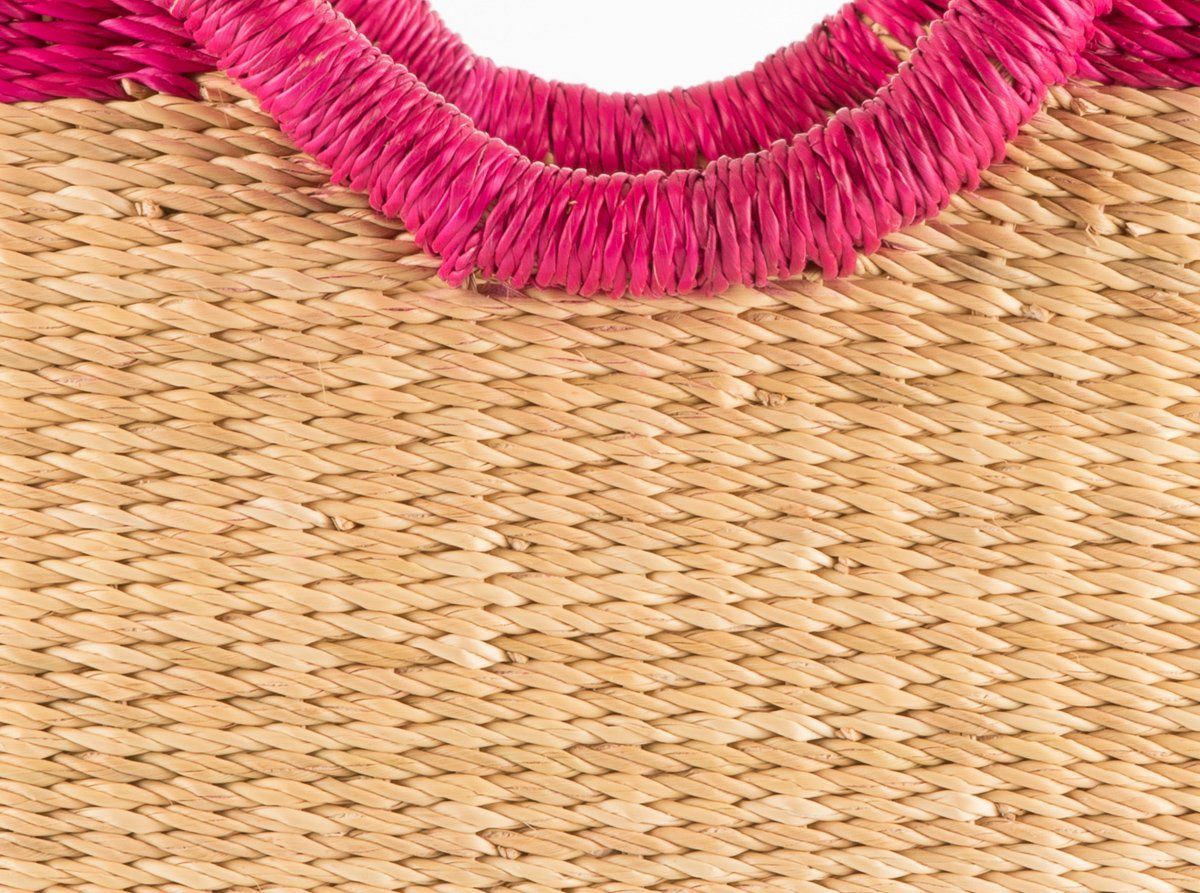 KANN: Oval Pink Rim Bolga Shopping Basket