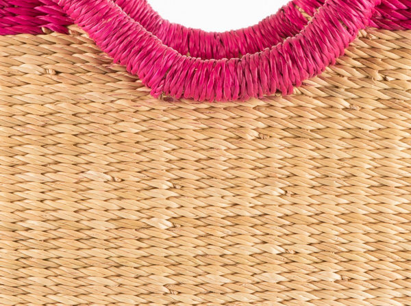 KANN: Oval Pink Rim Bolga Shopping Basket