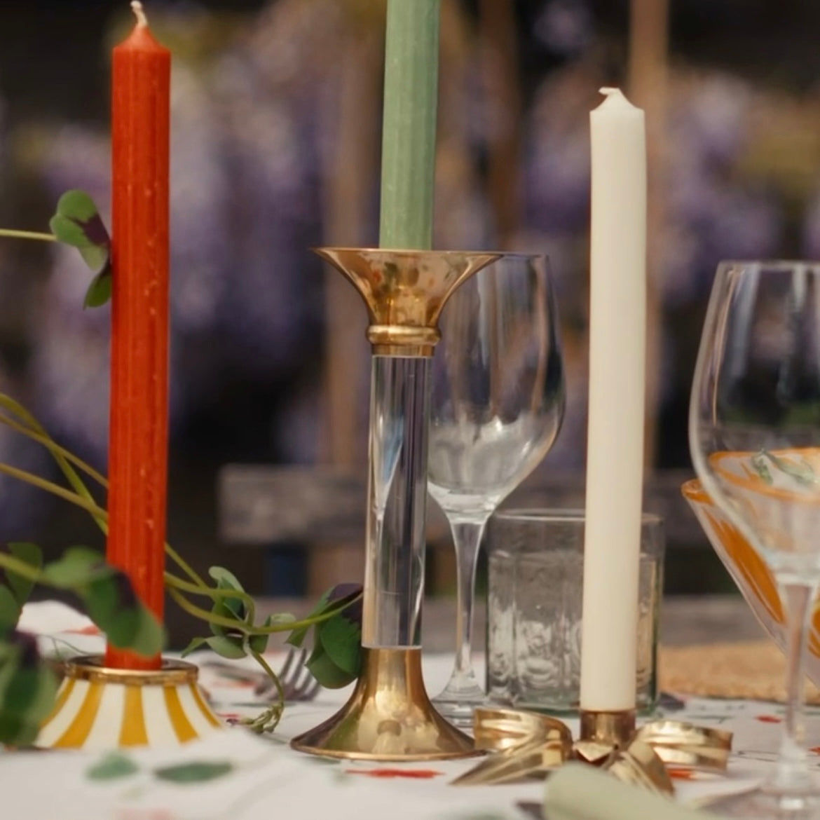 A Pair of Bow Candleholders | Brass