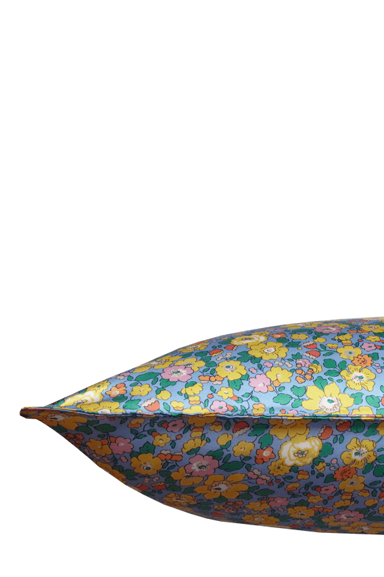 Silk Pillowcase made with Liberty Fabric BETSY FIELD SKY BLUE