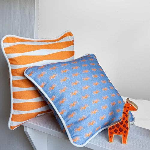The Delray Cushion - Bright Blue and Orange - Tiny Tots