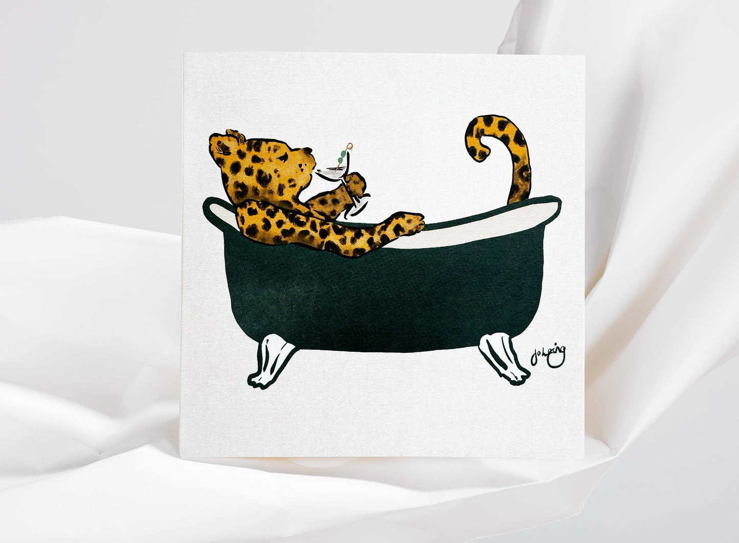 Leopard in a Bath Greeting Card