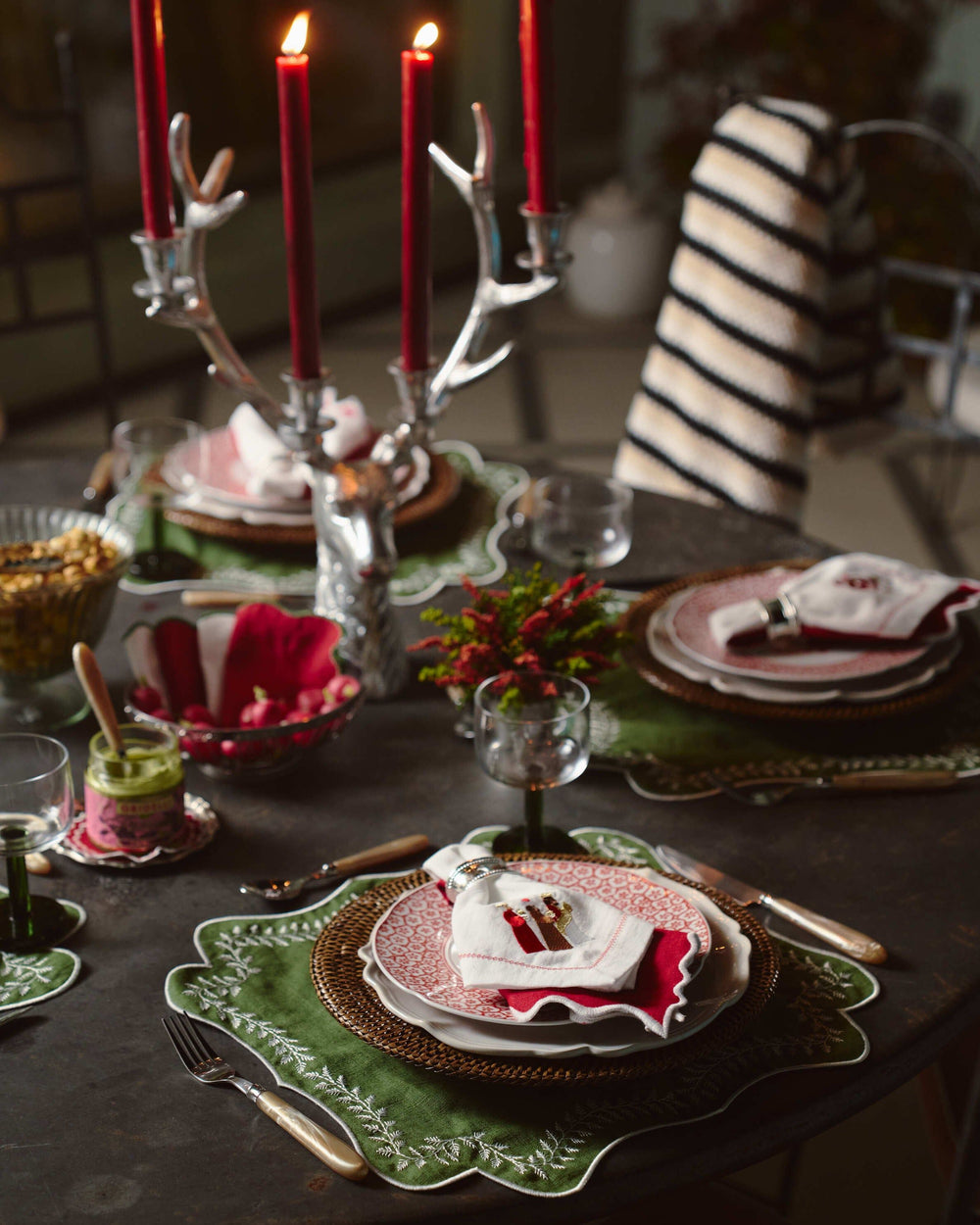Foliage Placemat, Green with White