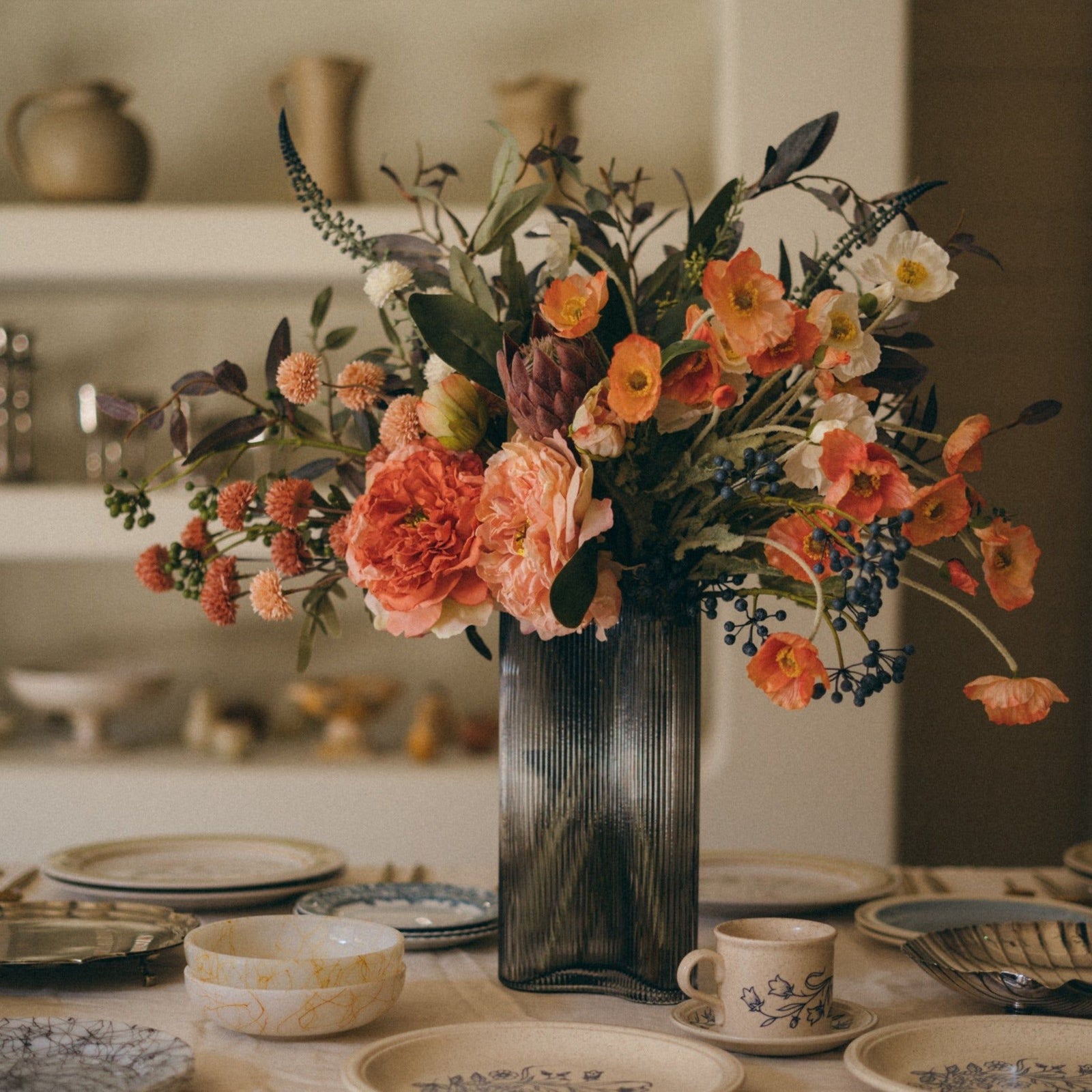 Abi - Faux Flower Arrangement - Pinks, Corals & Greens