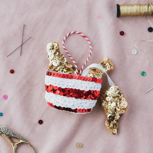 Fried Chicken Bucket Sequin Hanging Decoration