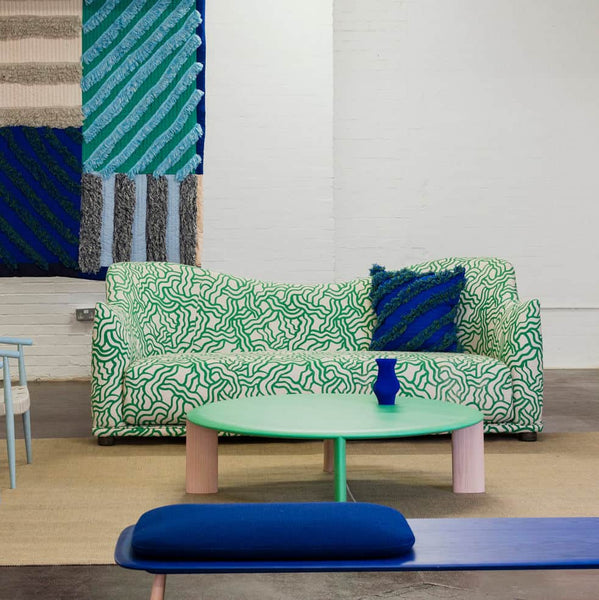 G+S x 2LG 'YCSWM' Quilted Diagonal Cushion in Green
