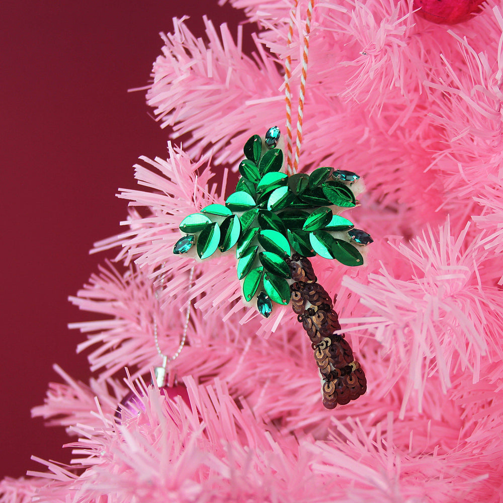 Perfect Palm Tree Sequin Hanging Ornament