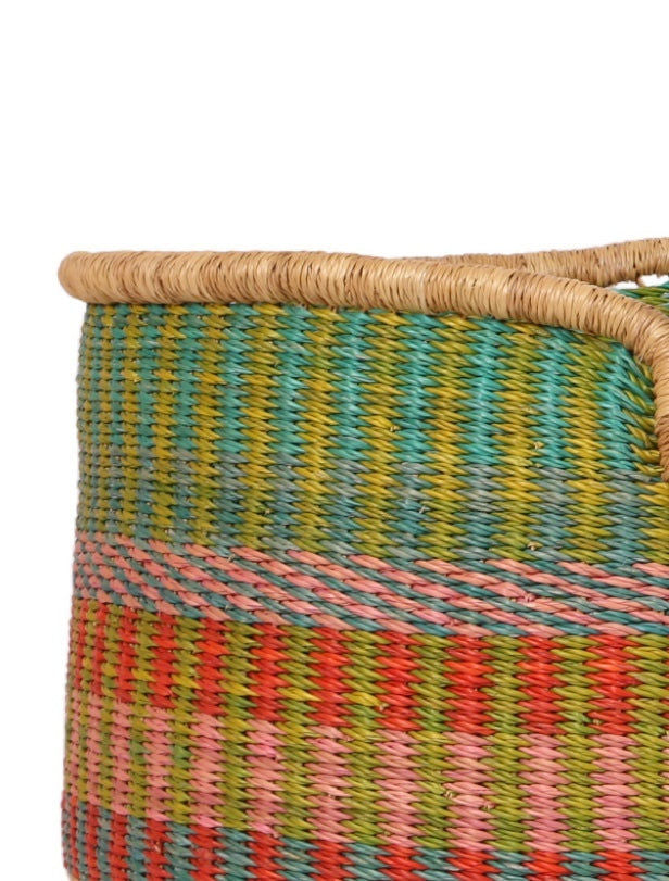 EFI: Green, Pink and Orange Woven Moses Basket