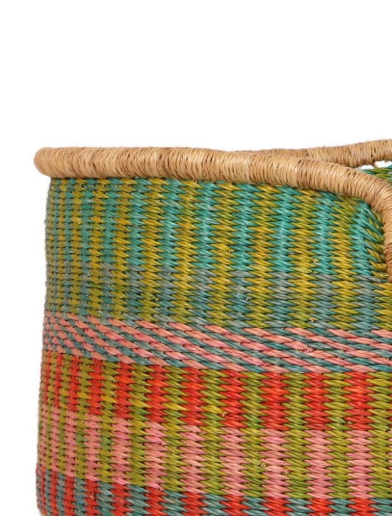 EFI: Green, Pink and Orange Woven Moses Basket