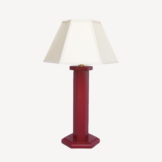 Hexagon Bedside Lamp - Ruby Red