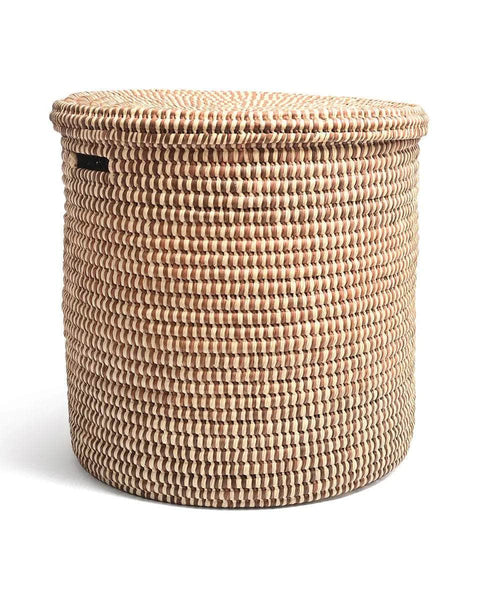 DHIDI: Mocha Checked Laundry Basket