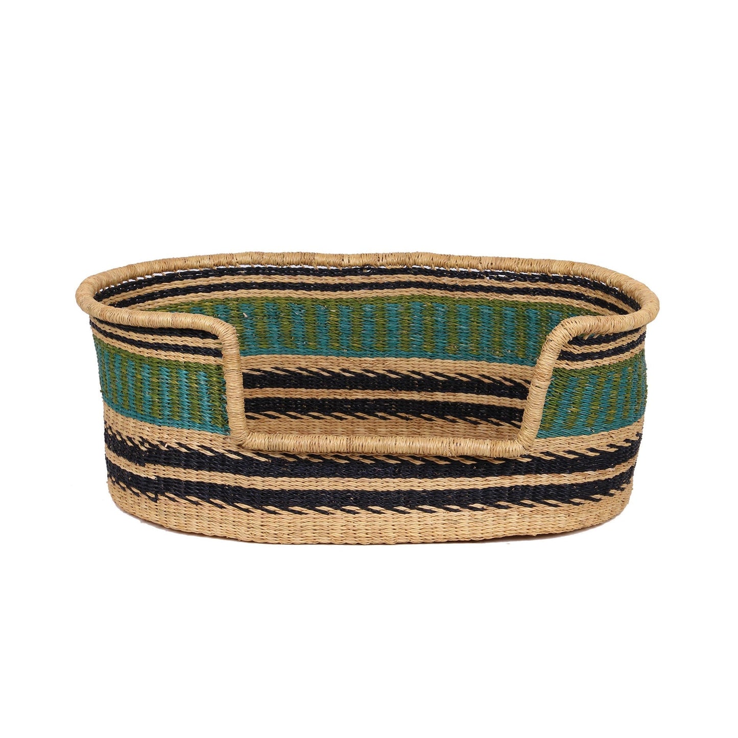 PONKO: Blue, Green and Black Dog Basket - Small
