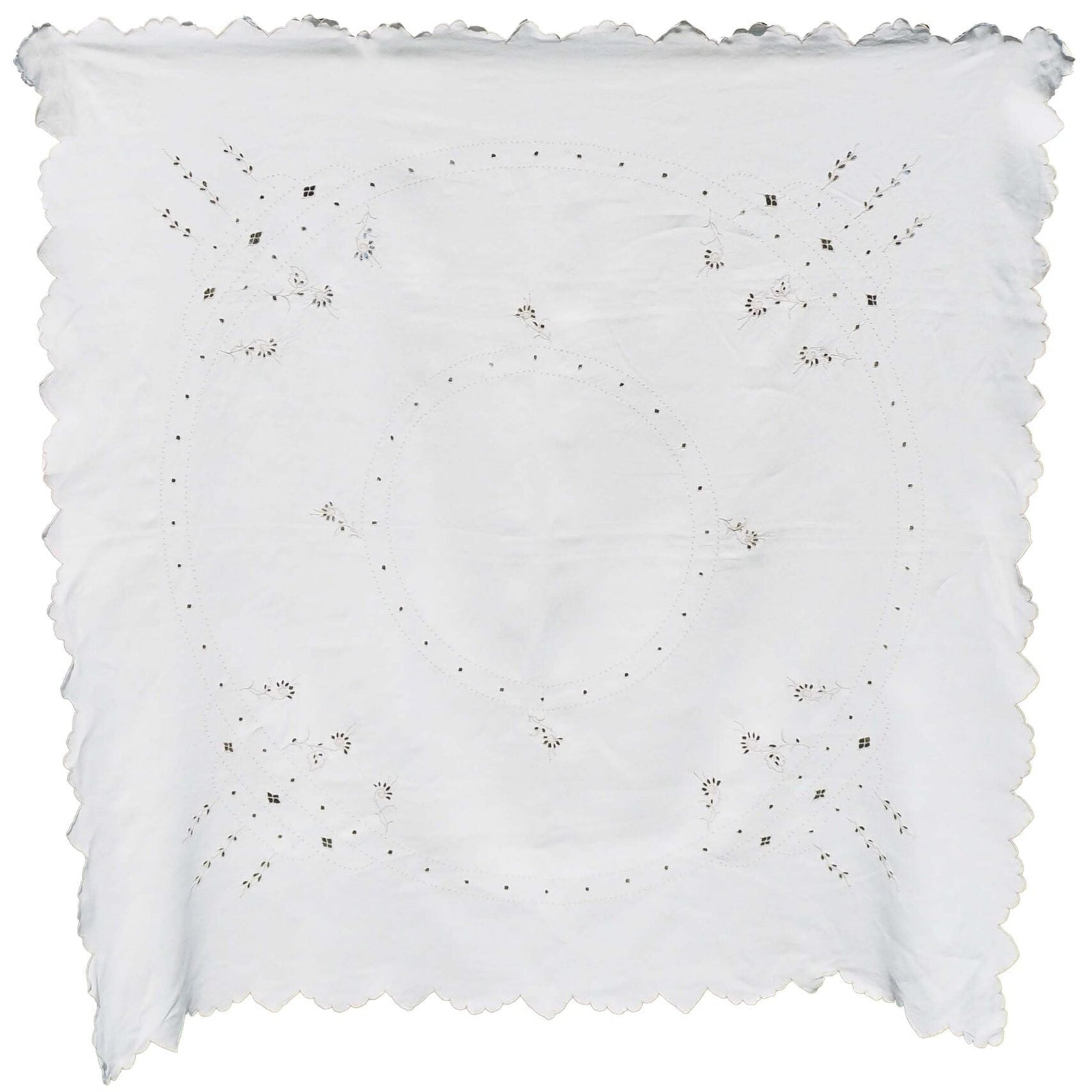 Vintage Linen Broderie Anglaise Tablecloth