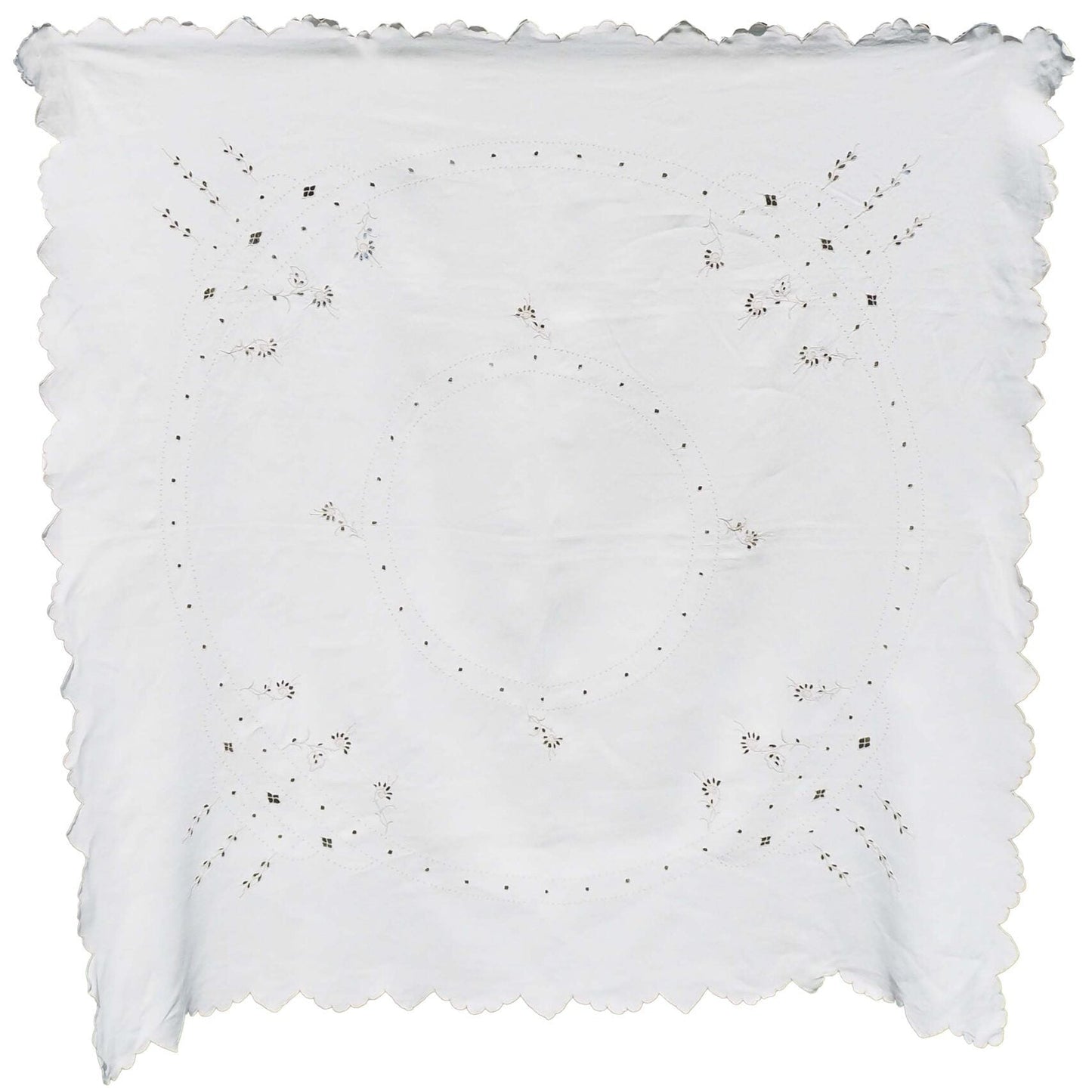 Vintage Linen Broderie Anglaise Tablecloth