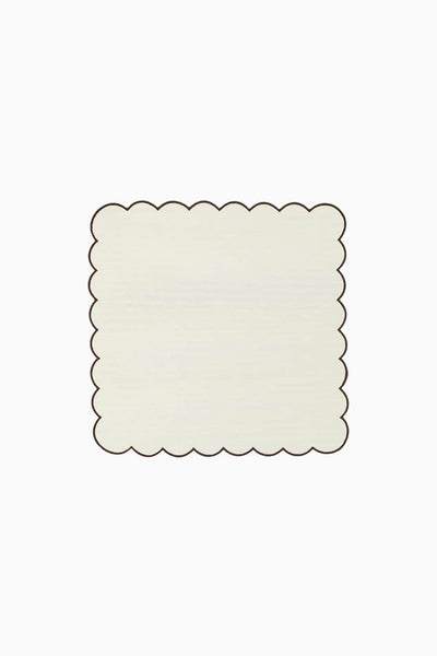 Zero-Waste Scalloped Linen Napkins off-White/Chocolate - Set of 2