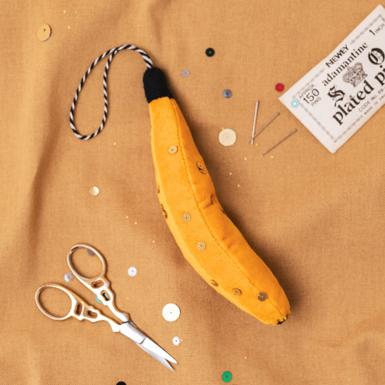 Velvet Sequinned Banana Ornament