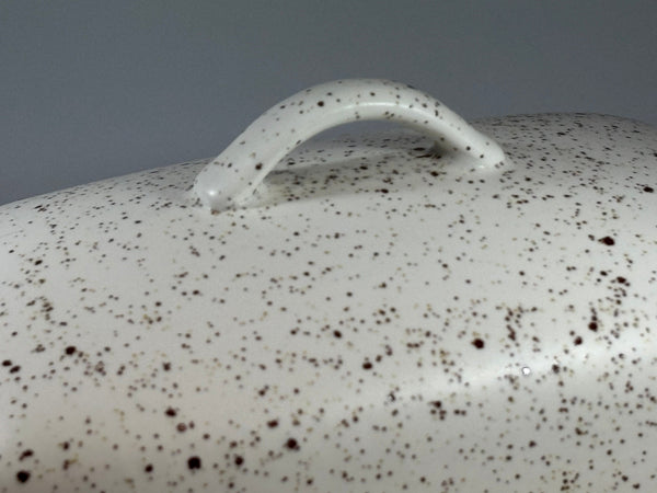 Stoneware Speckled White Butter Dish