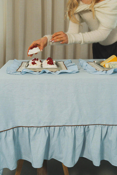 Placemats Set (2), Ruffle, Blue