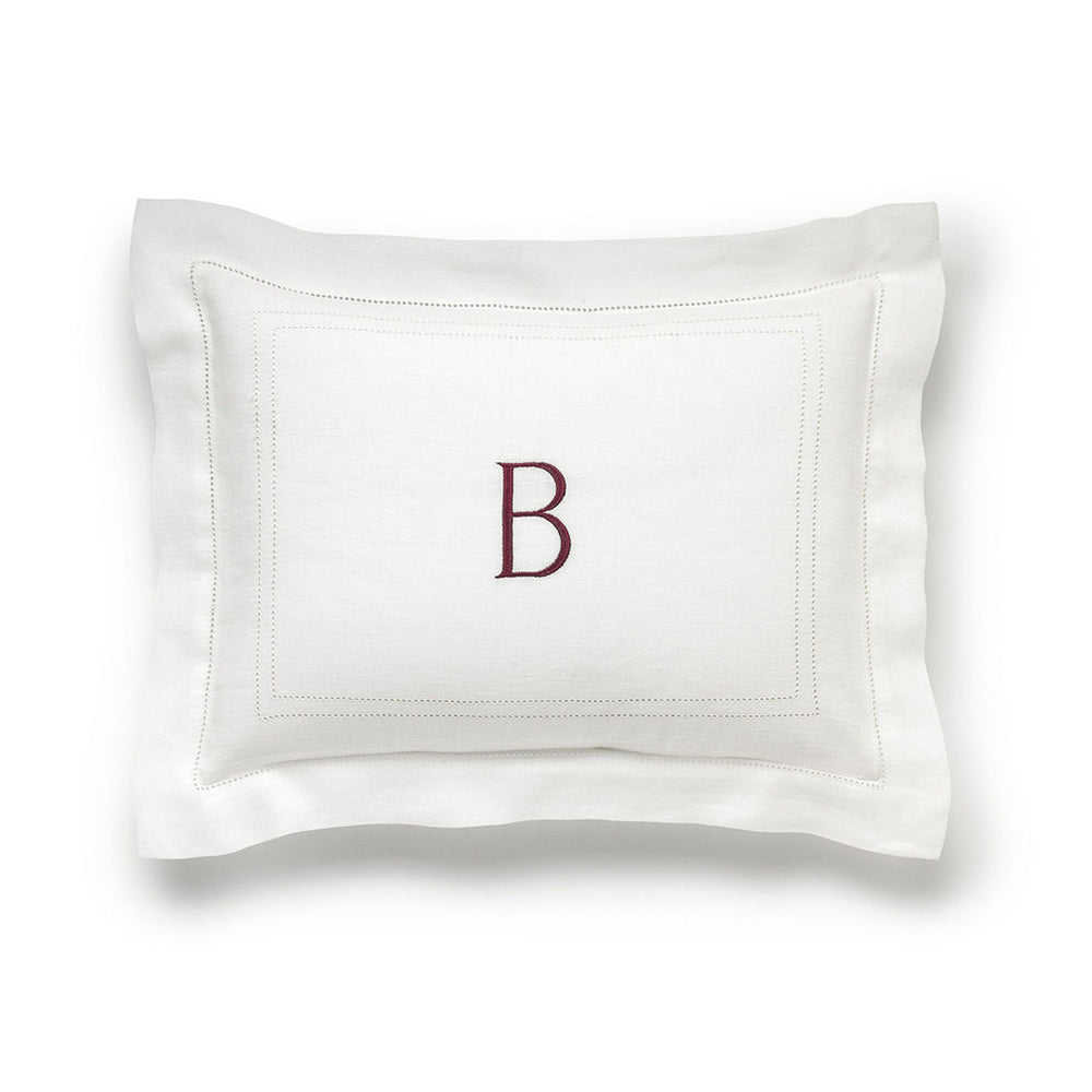 Personalised Boudoir Pillow with Hemstitch in Ivory White